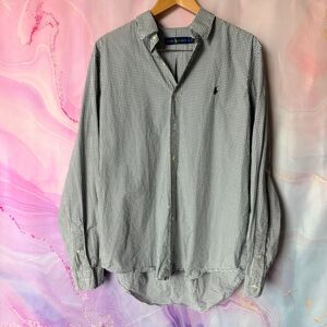 Polo by Ralph Lauren L Black White Checked Button Down Shirt Sporty Preppy